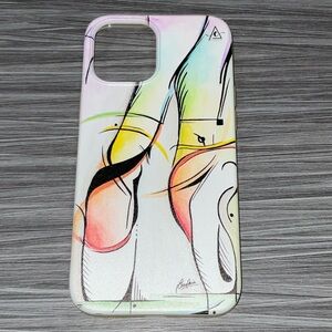 White Abstract Pastel Art Phone Case with Multicolor Accents